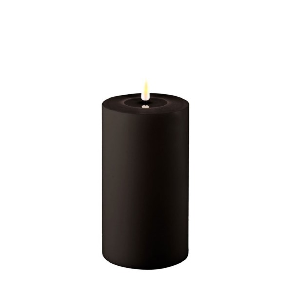 Deluxe HomeArt LED Outdoor Kerze Stumpenkerze schwarz 7,5x12,5 cm für außen