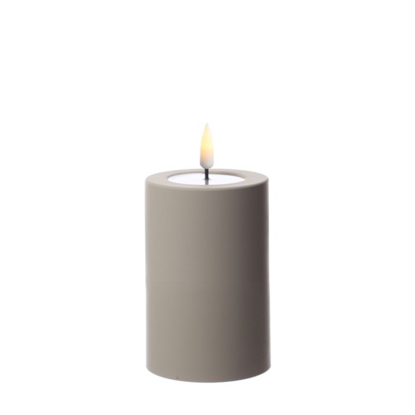 Deluxe HomeArt LED Outdoor Kerze Stumpenkerze Sand 7,5x10 cm für außen