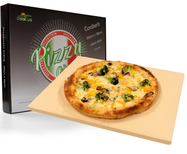 osoltus Profi Pizzastein Cordierit 30cm x 38cm x 1,5cm für Knusperpizza