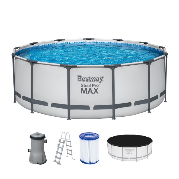Bestway Steel Max Pro Pool Set 396 x 122cm Filterpumpe lichtgrau 5618W
