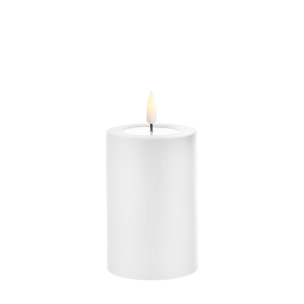 Deluxe HomeArt LED Outdoor Kerze Stumpenkerze Weiß 7,5 x 10 cm für außen