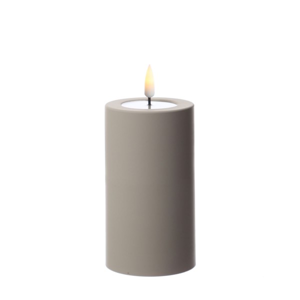 Deluxe HomeArt LED Kerze Stumpenkerze Sand 7,5x 12,5 cm für den Außenberreich