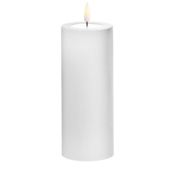 Deluxe HomeArt LED Outdoor Kerze Stumpenkerze Weiß 7,5 x 15 cm für außen