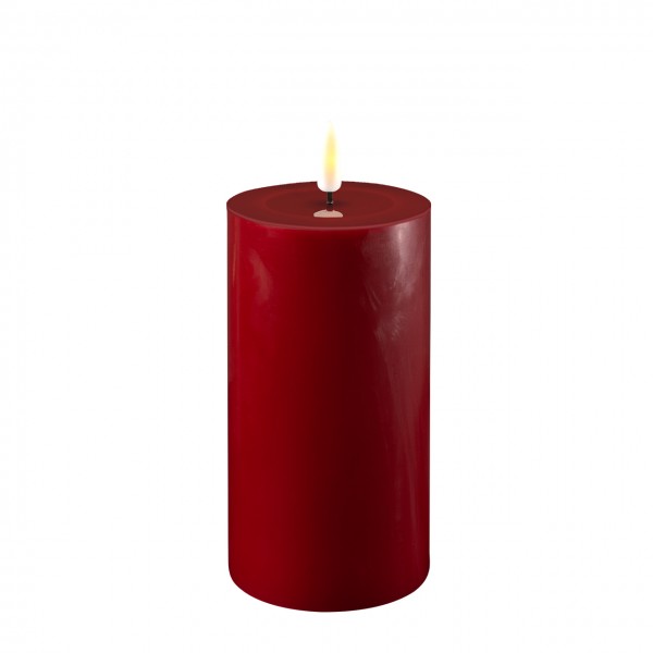 Deluxe HomeArt LED Kerze Bordeaux Rote Stumpenkerze 7,5 x 15cm