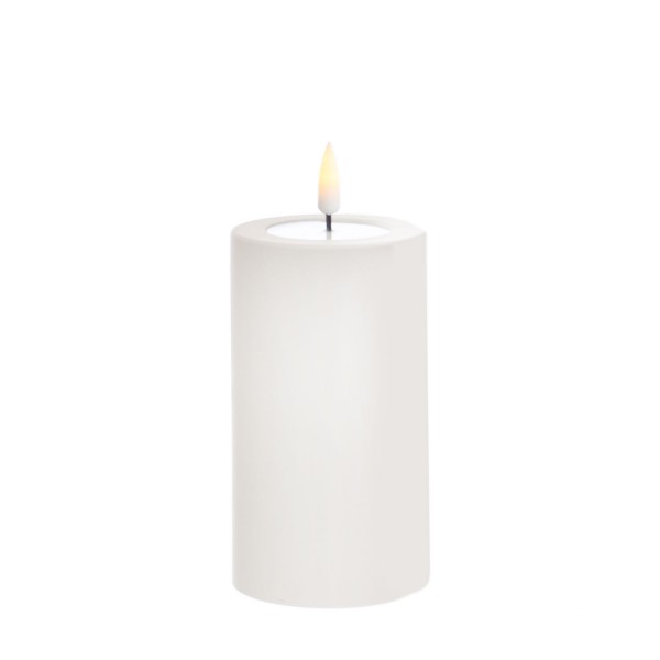 Deluxe HomeArt LED Outdoor Kerze Stumpenkerze Weiß 7,5 x 12,5 cm für den außen