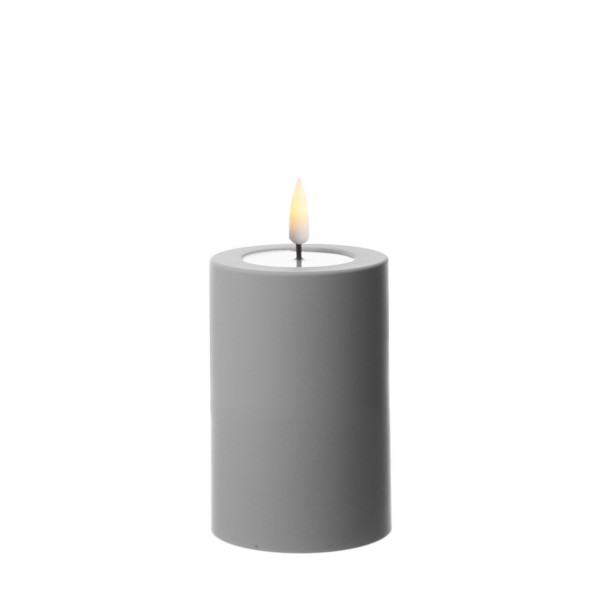 Deluxe HomeArt LED Outdoor Kerze Stumpenkerze Grau 7,5 x 10 cm für außen
